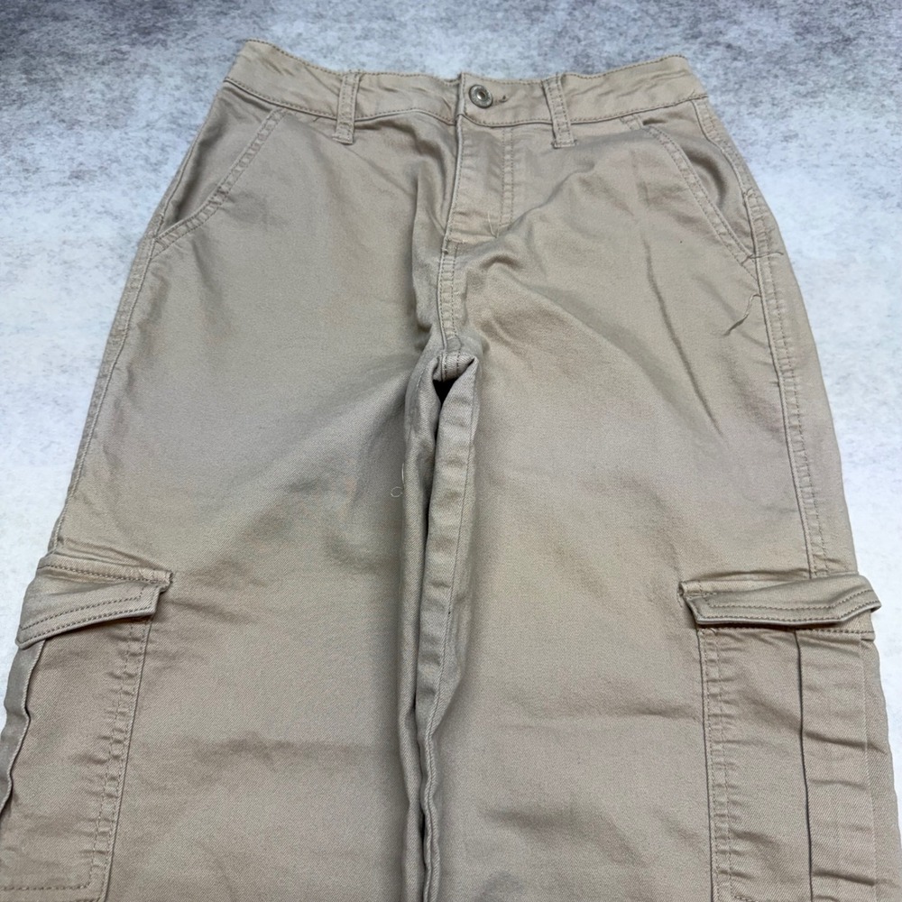 Wax Jean Collection Khaki Cargo Pants Wide Leg Y2K Skater Tan Size 0/24 - Picture 2 of 7